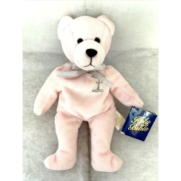 1999 PURITY Bear PINK Plush 8.5" Christmas Holy Bears Sacrament Series NEW, TAGS - Picture 4 of 8